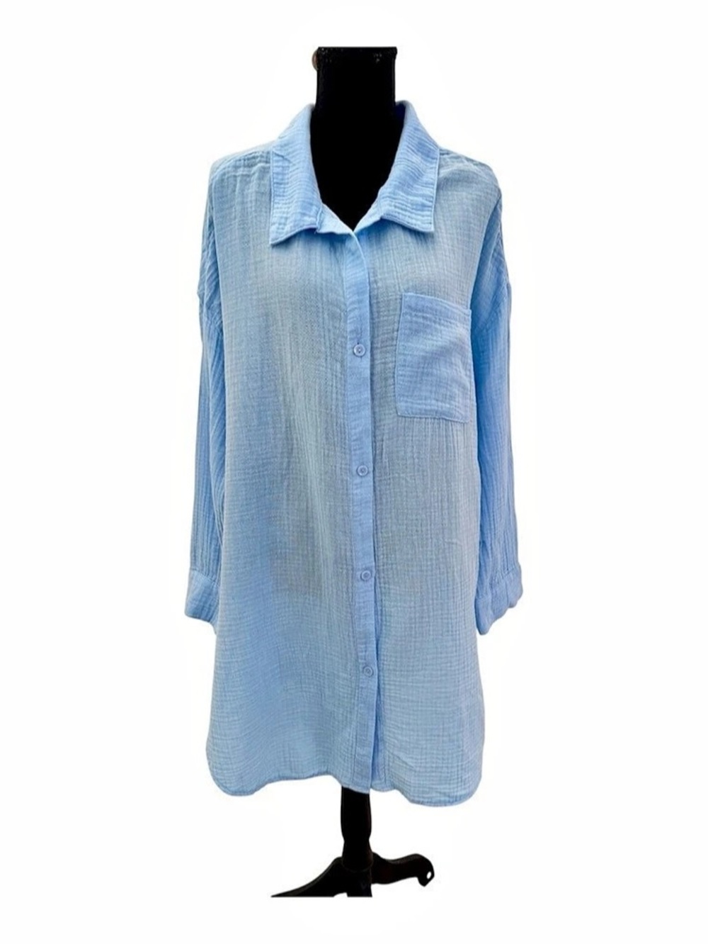 Shade & Shore Women's Gauze Swim Cover Up Shirtdress Cotton Button Down Shirt in